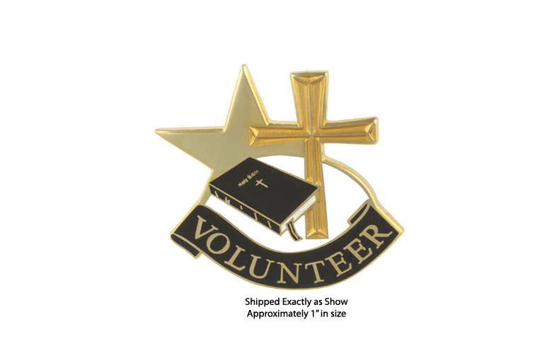 Volunteer Pin w/ Cross, Bible and Star Volunteer Pin w/ Cross, Bible and Star